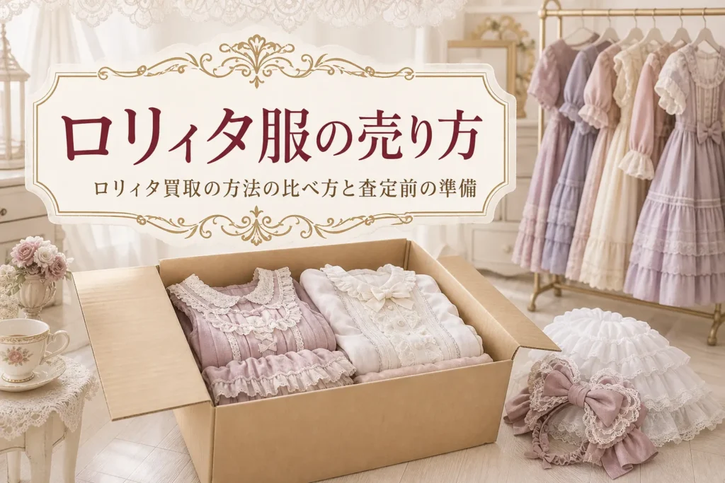 ダンボールにたたんだロリィタ服、ロリィタ買取の方法の比べ方を紹介する記事タイトル